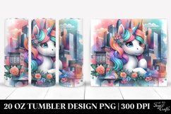 Pastel Baby Unicorn in Urban Scene. 20 Oz Tumbler Design Product Image 1