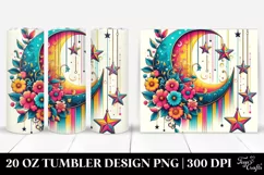 Vibrant Moon and Stars Tumbler Design Product Image 1