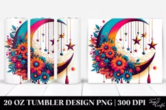 Vibrant Moon and Stars Tumbler Design Product Image 1