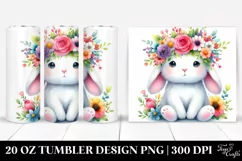 Cute Bunny with Flower Crown 20 Oz Tumbler Product Image 1