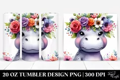 Vibrant Hippo Flower Crown | 20 oz Tumbler Product Image 1