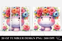 Vibrant Hippo Flower Crown | 20 oz Tumbler Product Image 1