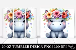 Vibrant Hippo Flower Crown | 20 oz Tumbler Product Image 1