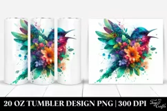 Vibrant Bird Plant Leaves Flowers Splashes. 20 oz Tumbler Product Image 1