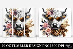 Highland Cow Diva with Glasses and Animal Print Tumbler 20 o Product Image 1
