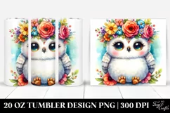 Cute Cartoon-Style Owl with Flower Crown | 20 oz Tumbler Product Image 1