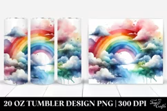 Colorful Watercolor Abstract with Rainbow and Clouds | 20 oz Product Image 1