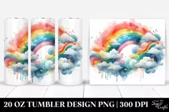 Colorful Watercolor Abstract with Rainbow and Clouds | 20 oz Product Image 1