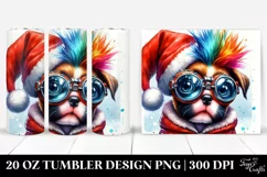 Expressive Baby Boxer with Santa Hat PNG Product Image 1