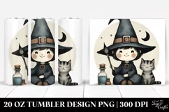 Funny Vintage Witch with Cat Tumbler Design Product Image 1