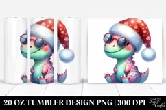 Cute Dinosaur with Santa Hat, Transparent 20 Oz Tumbler Product Image 1