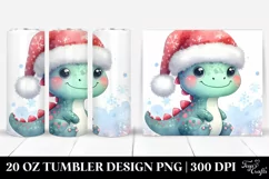 Cute Dinosaur with Santa Hat, Transparent 20 Oz Tumbler Product Image 1