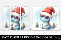 Cute Dinosaur with Santa Hat, Transparent 20 Oz Tumbler Product Image 1