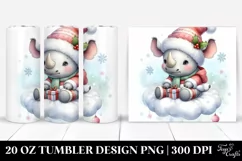 Winter Rhino Santa Hat Tumbler Design Product Image 1