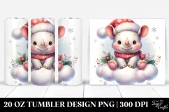 Cute Rhino Santa Hat Tumbler Design Product Image 1