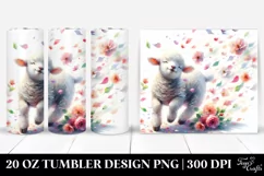 20 Oz Tumbler Sublimation | Lamb Watercolor Tumbling Petal Product Image 1