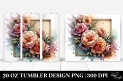 Wooden Peonies Stained 20 Oz Tumbler Product Image 1