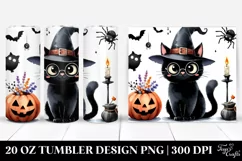 Simple Funny Black Cat Halloween Sticker 20 Oz Tumbler Product Image 1