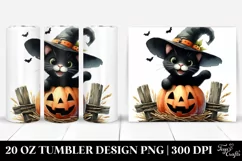 Simple Funny Black Cat Halloween Sticker 20 Oz Tumbler Product Image 1