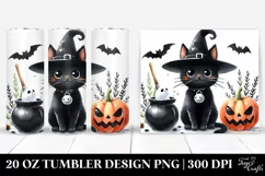 Simple Funny Black Cat Halloween Sticker 20 Oz Tumbler Product Image 1