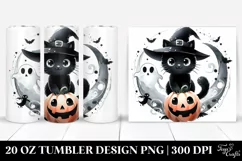 Simple Funny Black Cat Halloween Sticker 20 Oz Tumbler Product Image 1