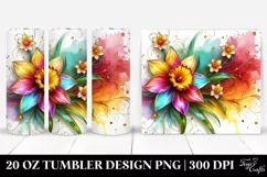 20 Oz Tumbler Sublimation | Colorful Daffodil Watercolor Product Image 1