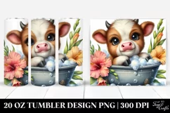 Bath Tub Cow with Gladiolus PNG Product Image 1