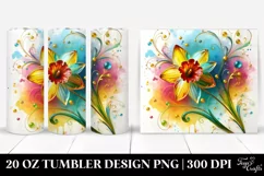 20 Oz Tumbler Sublimation | Colorful Daffodil Watercolor Product Image 1