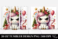 Angry Unicorn with Christmas Decor, Transparent 20 Oz Product Image 1