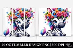 Cartoon Zebra Flower Crown Tumbler Product Image 1