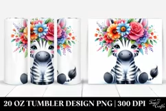 Cartoon Zebra Flower Crown Tumbler Product Image 1