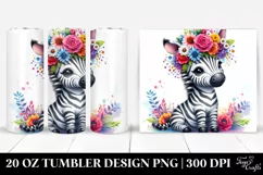 Cartoon Zebra Flower Crown Tumbler Product Image 1