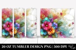 20 Oz Tumbler Sublimation | Colorful Impatiens Watercolor Product Image 1