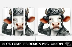 White Cow Biker Hat Big Eyes | 20 Oz Tumbler Product Image 1