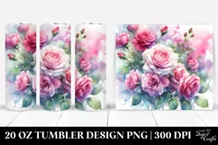 Washed Watercolor Pink Roses | 20 oz Tumbler Product Image 1