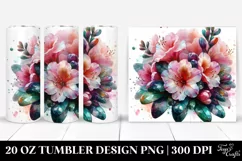 20 Oz Tumbler Sublimation | Watercolor Rhododendron Product Image 1