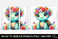 Cartoon Turtle Flower Crown Tumbler Product Image 1