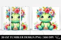 Cartoon Turtle Flower Crown Tumbler Product Image 1