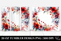 Abstract Vibrant Frame Red Flowers | 20 Oz Tumbler Product Image 1