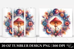 Vibrant Magical Mushroom Clipart, Transparent 20 Oz Tumbler Product Image 1