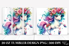Baby Unicorn with Floral Wreath, Transparent 20 Oz Tumbler Product Image 1