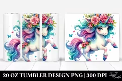 Baby Unicorn with Floral Wreath, Transparent 20 Oz Tumbler Product Image 1