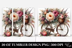 Watercolor Vintage Dirty Bicycle with Huge Flowers | 20 oz Product Image 1