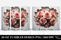 Cracked Ceramic Roses Clipart 20 Oz Tumbler Product Image 1