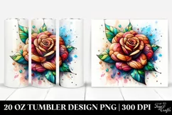 Abstract Stained Camellia Wooden | 20 oz Tumbler Product Image 1