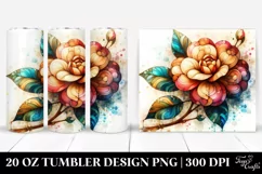 Abstract Stained Camellia Wooden | 20 oz Tumbler Product Image 1
