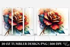 Abstract Stained Camellia Wooden | 20 oz Tumbler Product Image 1
