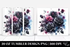 Washed Watercolor Vibrant with Black Roses | 20 oz Tumbler Product Image 1