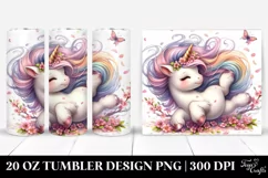 Cute Baby Unicorn Tumbling with Spring Petals | 20 Oz Product Image 1