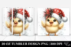 Cute Baby Chicken with Santa Hat, Transparent 20 Oz Tumbler Product Image 1